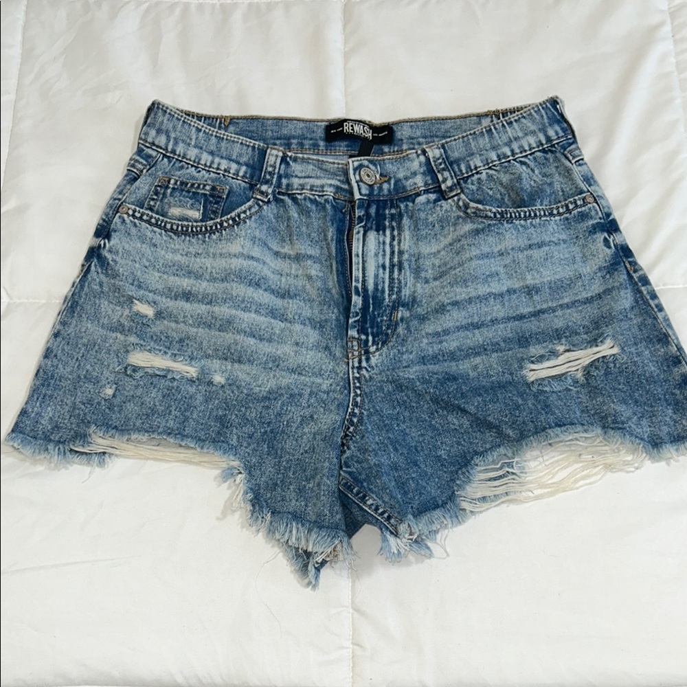 Rewash Blue Jean Shorts Distressed Cut-Off Style